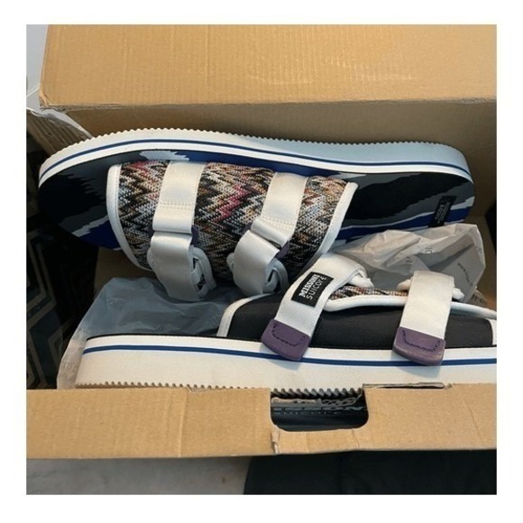Missoni X Suicoke Collab Moto Slide Sandals White Zig Zag Pattern Slip-On 16 main image 6